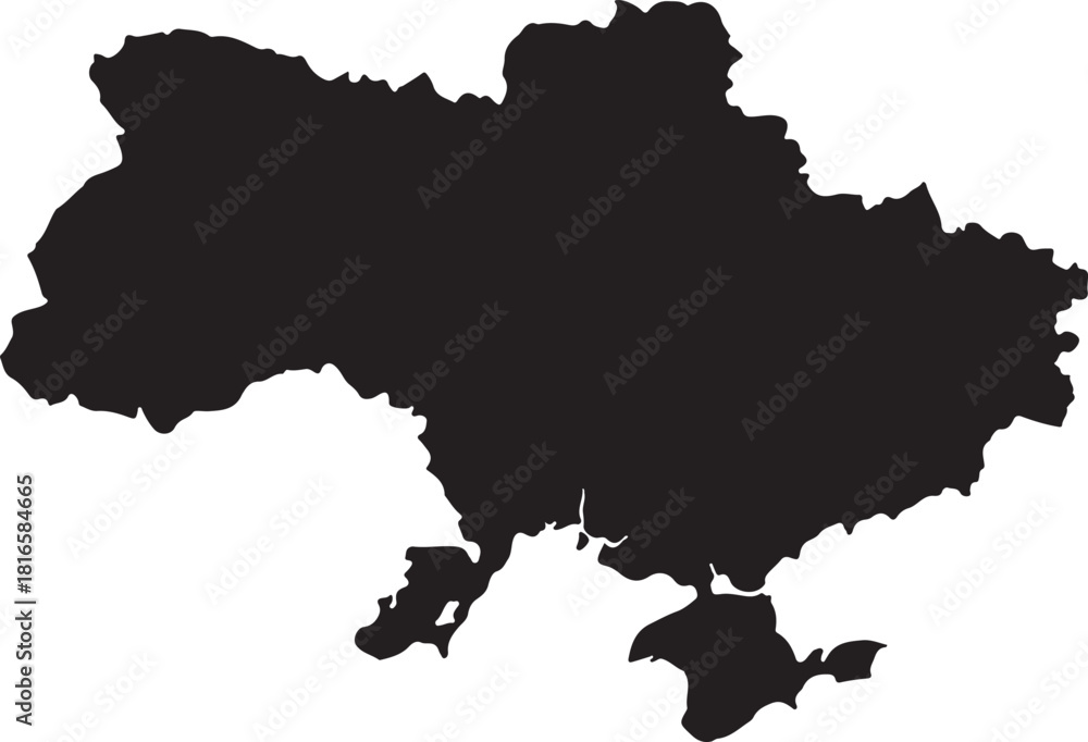 Fototapeta premium Ukraine map outline silhouette on a white background Keywords: Ukraine, map, silhouette, outline