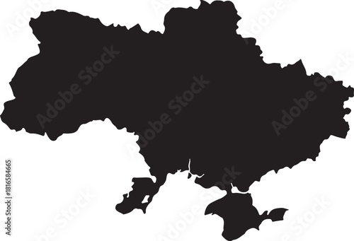 Ukraine map outline silhouette on a white background Keywords: Ukraine, map, silhouette, outline