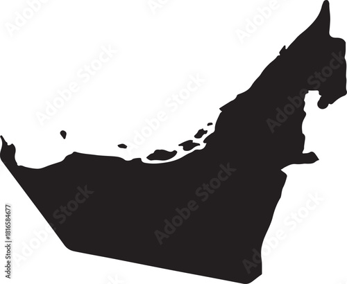 United Arab Emirates map outline silhouette on white background Keywords: United Arab Emirates, U