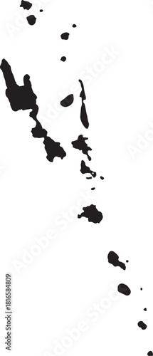 Vanuatu archipelago map silhouette on white background islands