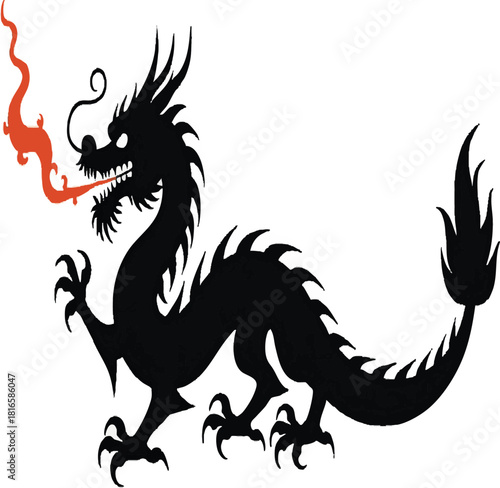 Chinese dragon silhouette vector illustration design isolated on white background




