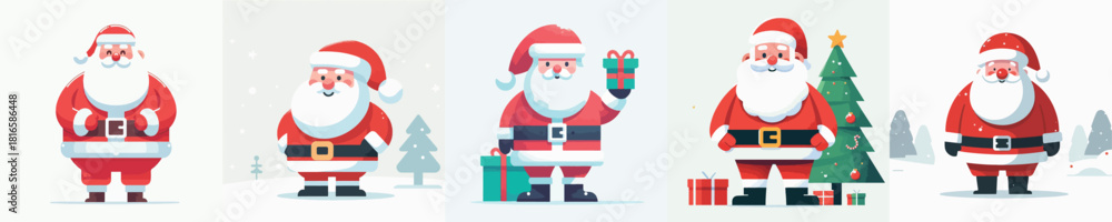 Fototapeta premium Cute Santa Claus Character Vector Illustration
