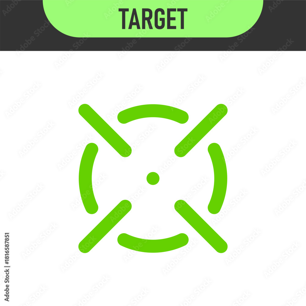 Fototapeta premium Minimal target or focus point icons in modern style. for design elements related to focus, aim, location, or accuracy, crosshair indicators, precision icon. Color set icon