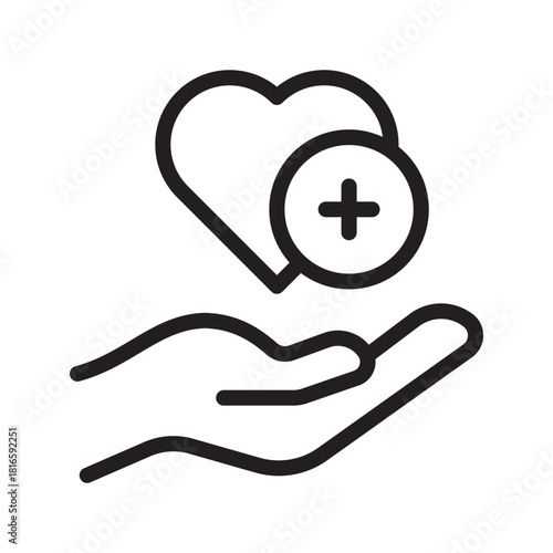 Compassionate Healthcare Charity icon collection for medical aid, patient support, humanitarian relief and wellness programs