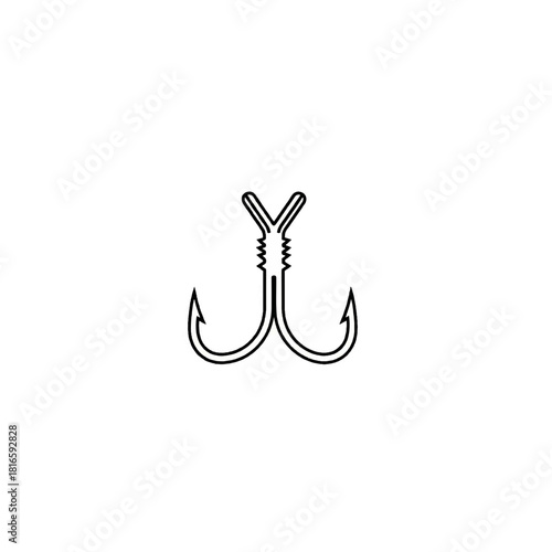Double Hook Icon for Fishing or Angling