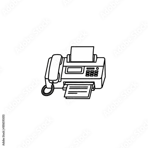 Outline Icon of a Vintage Office Telefax Machine