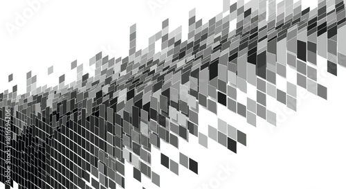 Dynamic geometric abstract illustration with layered 3D rectangles forming modern motion effect design, perfect for digital backgrounds, technology themes, and creative vector artwork