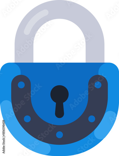 Blue padlock icon protecting digital data security