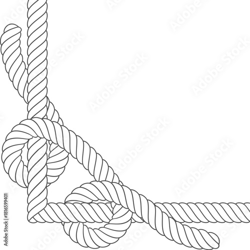 Rope framework forming boundary or corner design