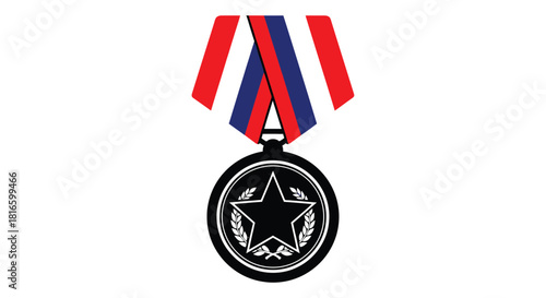 Medal with star and russian flag colors ribbon