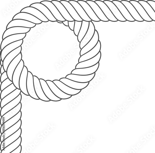 Rope forming a decorative loop and border corner