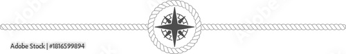 Nautical rope border with compass rose showing direction