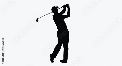 Golfer swinging club silhouette