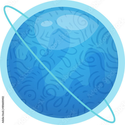 Blue planet with orbital ring and abstract patterns