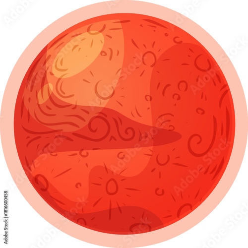 Mars planet displaying a textured red surface