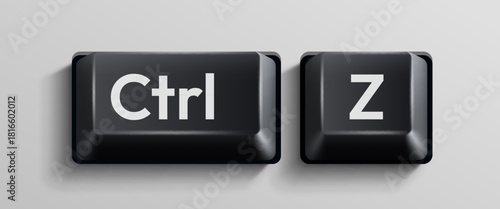 Close-up of Ctrl and Z keyboard keys, symbolizing the undo command.