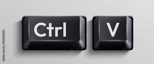 Black Ctrl and C keyboard keys representing the copy command.