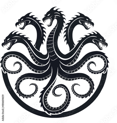 Hydra silhouette vector style design black color . white color background




