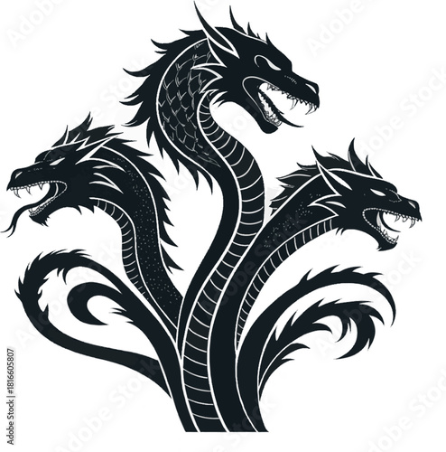 Hydra silhouette vector style design black color . white color background




