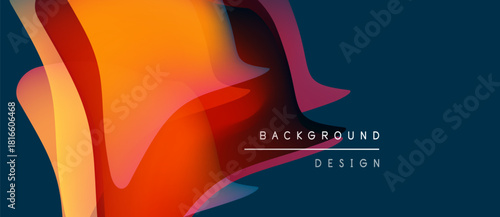 Abstract fluid shapes, vibrant orange, red hues blend into deep blue. Modern design element for backgrounds, presentations.