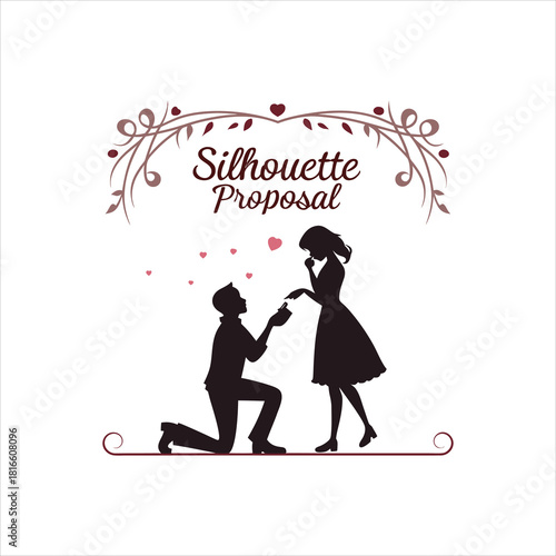 PrintSilhouette Proposal – Romantic Couple Engagement Illustration