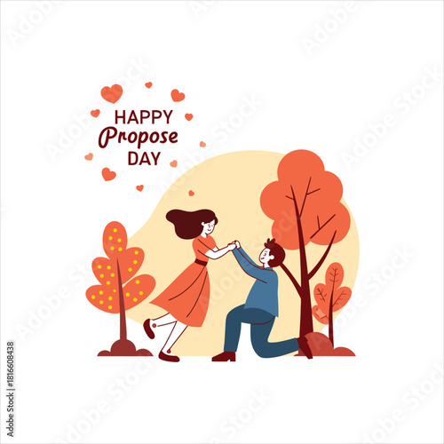 Happy Propose Day Romantic Couple Illustration in Nature