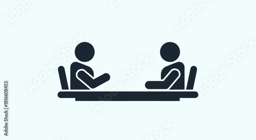 Meeting Icon Two People at a Table Discussing and Collaborating for Business and Teamwork