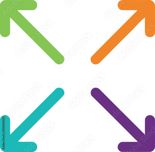 Multi-Color Fullscreen Arrows Icon for Expand, Maximize, and Scale Functionality