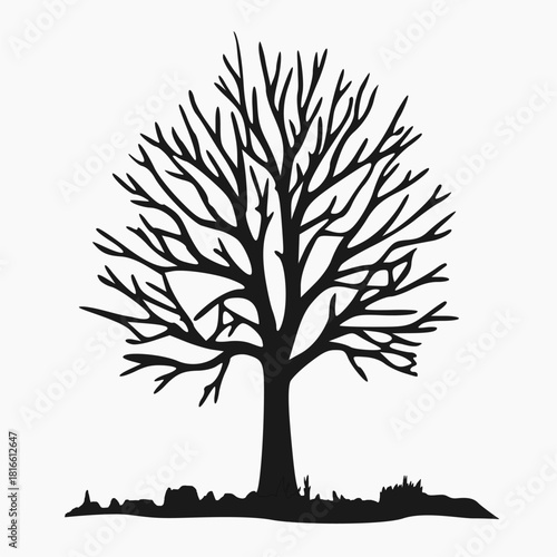  Nature tree silhouette vector editable with detailed bare branches suitable for forest art landscape design botanical elements outdoor scenes and minimal black