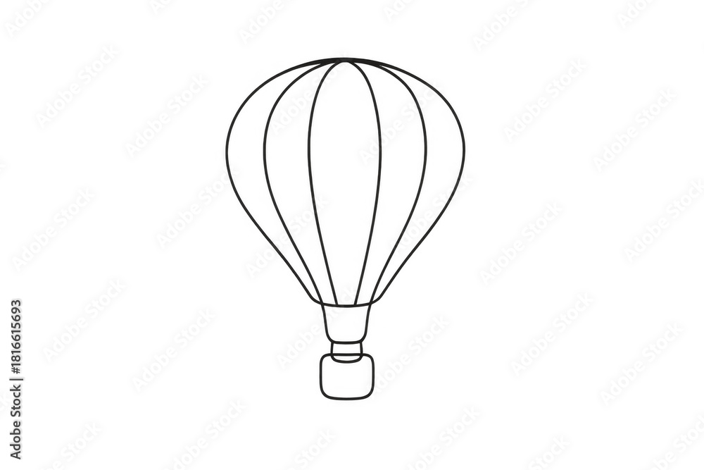 Fototapeta premium Hot air balloon abstract line art icon representing travel, adventure, and exploration on a transparent background