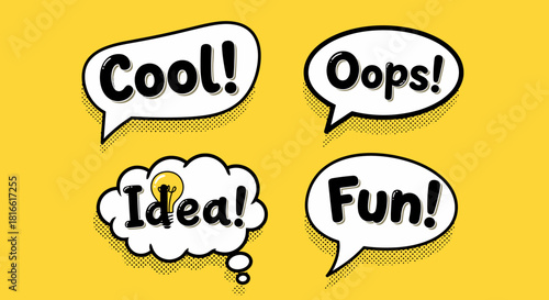Comic Speech Bubbles - Cool, Oops, Idea, Fun