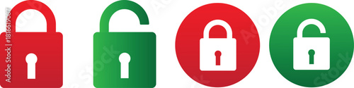 Sets of lock and unlock icon sign vector