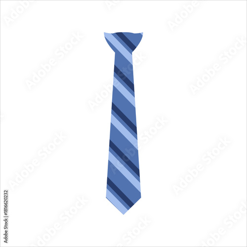 Vector illustration of a blue striped necktie icon in simple modern minimalist flat design for business office fashion clothing formal wear decoration background