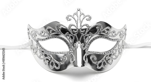 Elegant silver masquerade mask with intricate details