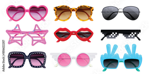 Realistic Sunglasses Set