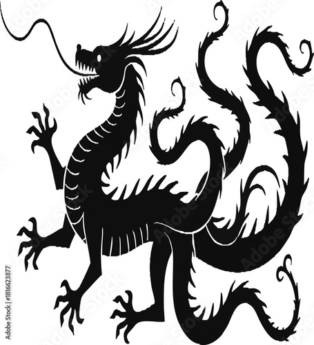 Hydra silhouette vector style design black color . white color background




