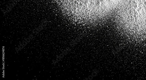 Fine white powdered sugar dusted generously onto a dark surface, capturing the airy, sweet texture essential for baking and decorating desserts ,preparation ,icing sugar ,texture