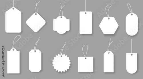blank price labels white luggage badges and gift tags 