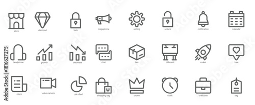 Digital Marketing icon pack for your website design, logo, app, UI. Digital Marketing icon outline design. Vector graphics illustration and editable stroke.