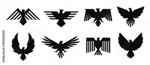 eagles silhouette vector set 
