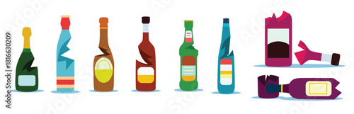 fullcolor broken bottle vector 