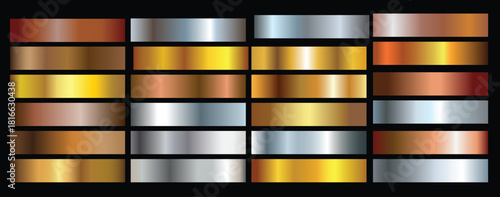 gold silver and bronze gradients set 