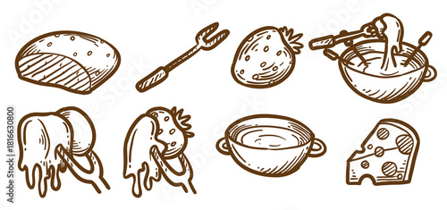  fondue icons vector