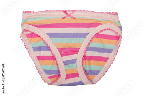 multicolored pants for a girl isolated on a white background