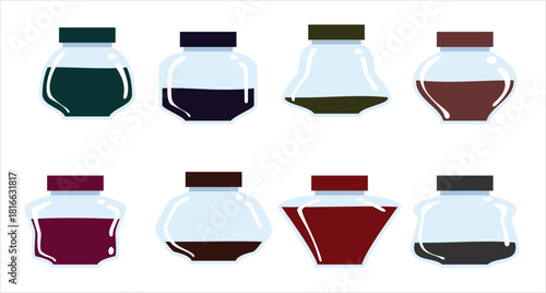 glass inkwell vector 