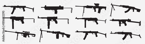 guns silhouette set