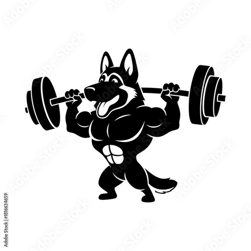 black german shepherd lifting barbell clip art preview