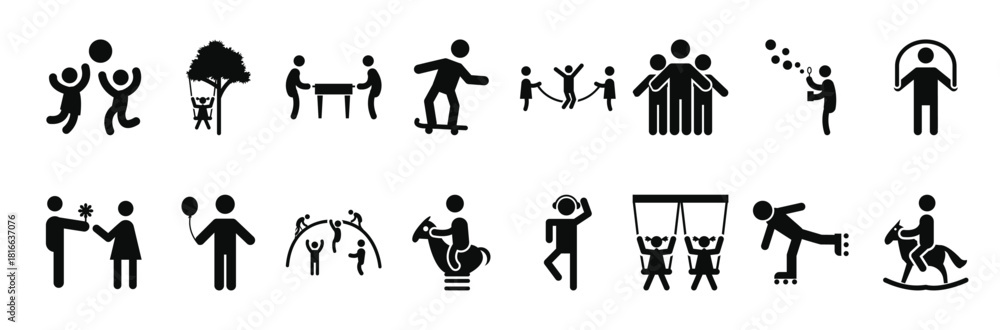 Fototapeta premium collection of outdoor games icon designs 