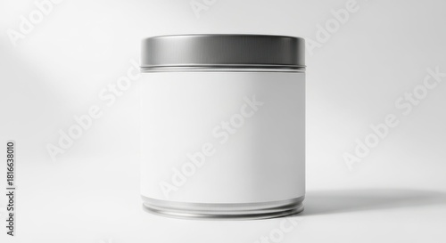 Wallpaper Mural Metal tin can mockup with blank white label on clean minimal background Torontodigital.ca