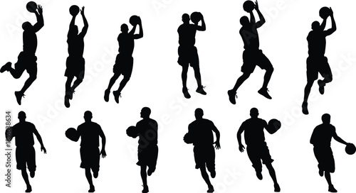 Professional military or police officer silhouettes collection set in formal uniform performing respectful salute gesture for patriotic security and service concepts isolated white background.